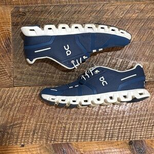 On Running Blue and White Athletic Shoes